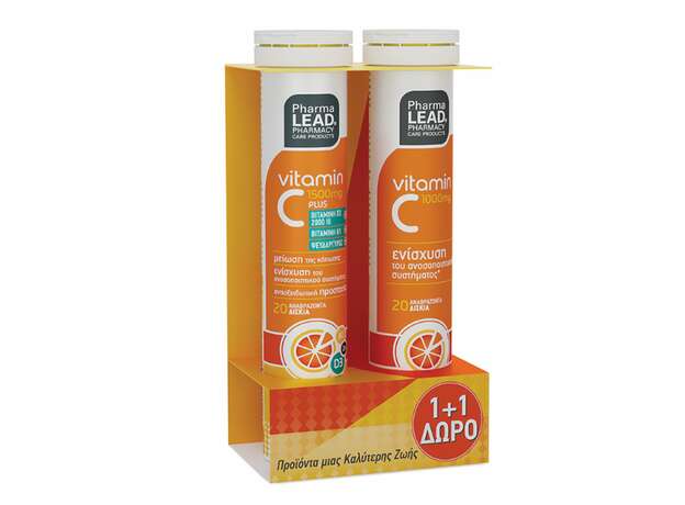 PharmaLead Vitamin C Plus Πορτοκάλι 1500mg 20 αναβράζοντα δισκία & Vitamin C 1000mg 20 αναβράζοντα δισκία