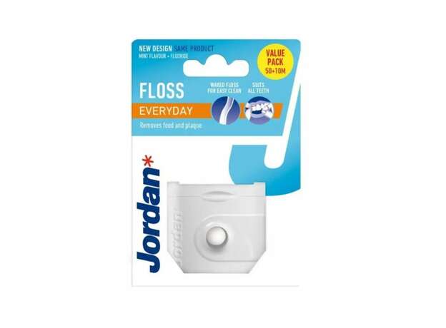 Jordan* Everyday Floss Κερωμένο Οδοντικό Νήμα Με Γεύση Μέντα 50m + 10m Δώρο