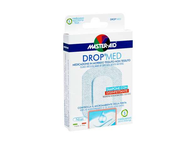 MasterAid Drop Med 5x7cm (4,2×2,6) Αυτοκόλλητες Γάζες 5pcs