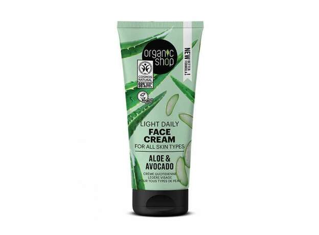 Organic Shop Aloe & Avocado Light Daily Face Cream Ελαφριά Κρέμα Προσώπου για όλους τους τύπους επιδερμίδας 50ml