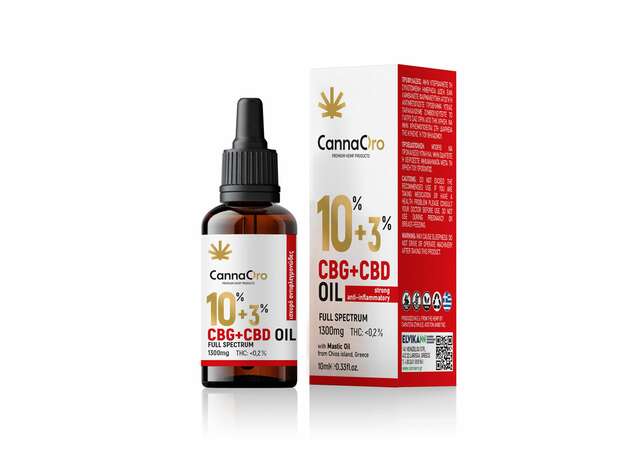 CannaOro Έλαιο κάνναβης CBG 10% & CBD 3% Full Spectum with Masticoil 10ml