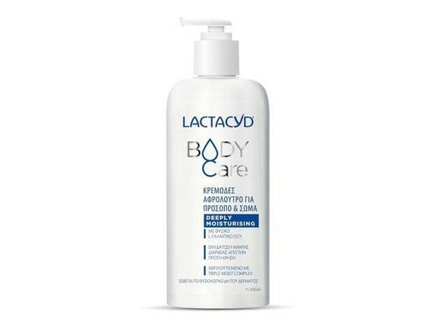 Omega Pharma Lactacyd Body Care Deeply Moisturizing κρεμώδες αφρόλουτρο για πρόσωπο και σώμα για κανονικό, ξηρό και ευαίσθητο δέρμα 300ml