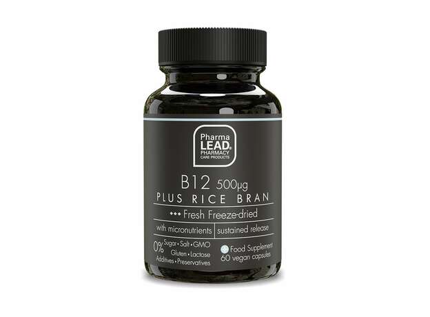 PharmaLead B12 500μg Plus Rice Bran 60 vegan caps