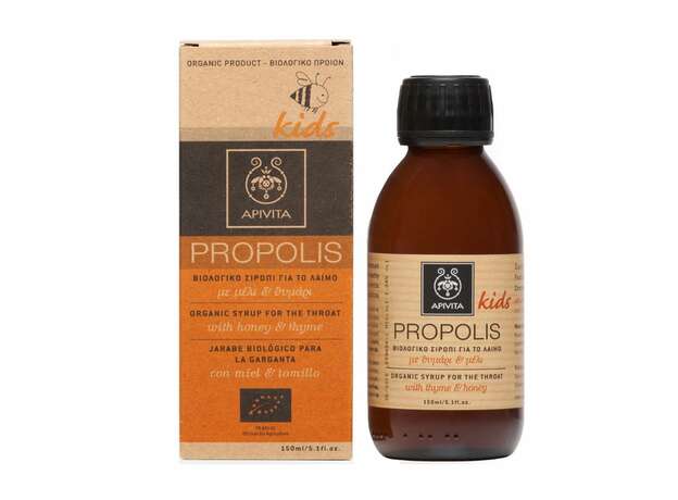 Apivita Propolis Kids, Παιδικό Βιολογικό Σιρόπι για το Λαιμό με Μέλι & Θυμάρι 150ml