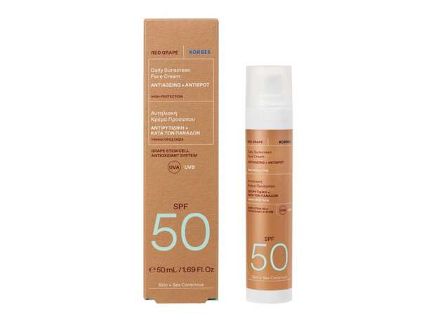 Korres Red Grape SPF50 Αντηλιακή Κρέμα Προσώπου με Χρώμα & Διάφανη Λάμψη, 50ml