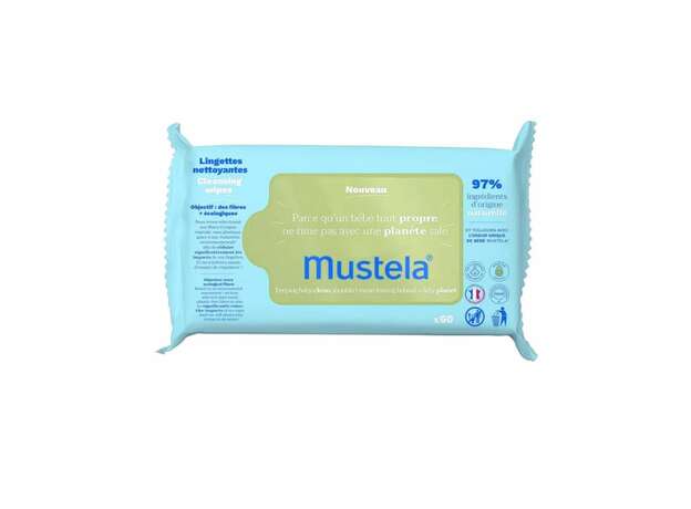 Mustela Eco-Responsible Natural Fiber Cleansing Wipes Απαλά Οικολογικά Μαντηλάκια Καθαρισμού, 60τεμ