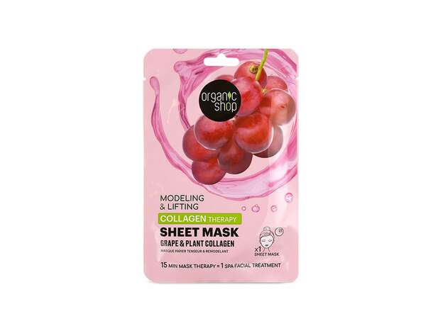 Organic Shop Sheet Mask Σύσφιξης & Ανόρθωσης με Σταφύλι & Φυτικό Kολλαγόνο 1τμχ