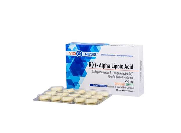 Viogenesis R(+) Alpha Lipoic Acid 250mg Συμπλήρωμα Διατροφής με Ισχυρή Αντιοξειδωτική Δράση 30caps