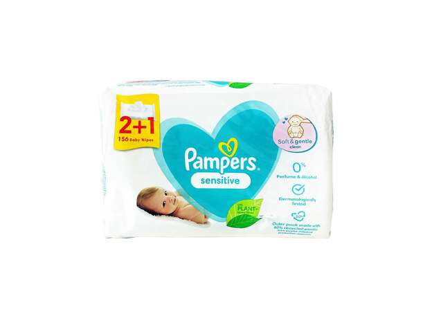 Pampers Sensitive Baby Wipes, 156 τμχ