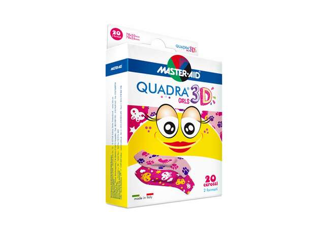 Masteraid Quadra Girls Παιδικά Τσιρότα Με Σχέδια Για Κορίτσια, 20 τεμάχια