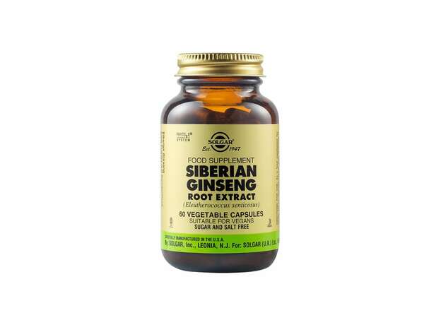 Solgar Siberian Ginseng Root Extract Συμπλήρωμα Διατροφής με Σιβηριανό Τζίνσενγκ για Τόνωση του Οργανισμού & Ενίσχυση της Άμυνας - Ιδανικό για Αντιμετώπιση του Αισθήματος Κόπωσης, 60veg.caps