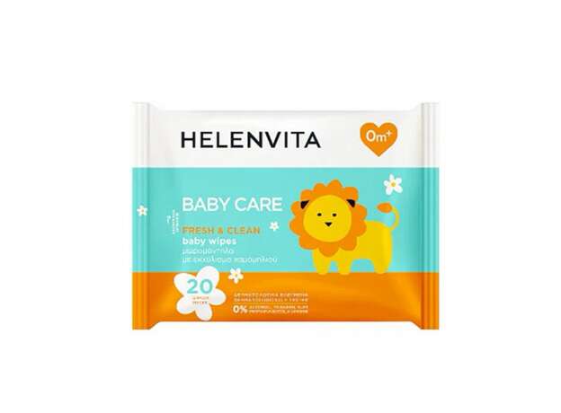 Helenvita Baby Wipes Mωρομάντηλα με εκχύλισμα χαμομηλιού, 20 τεμάχια