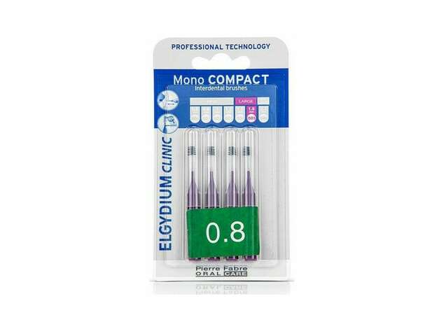 Pierre Fabre Oral Care Elgydium Clinic Mono Compact Interdental Brushes Purple Μεσοδόντια Βουρτσάκια Μωβ 0.8 4 Τεμάχια