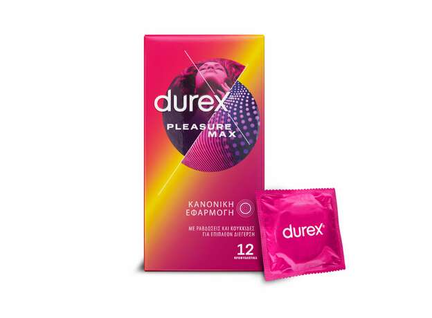 Durex Pleasuremax Προφυλακτικά με Ανάγλυφες Κουκίδες & Ραβδώσεις, 12τεμ