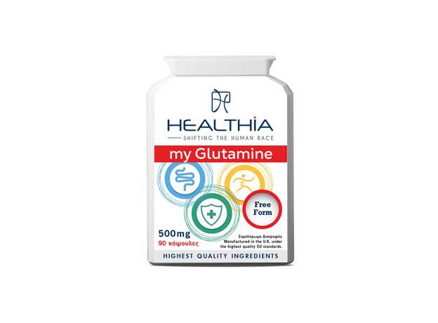 Healthia My Glutamine 500mg Συμπλήρωμα Διατροφής με Αμινοξύ Γλουταμίνη, 90κάψουλες