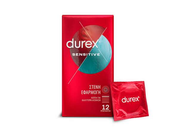 Durex Προφυλακτικά Λεπτά Sensitive με Στενή Εφαρμογή, 12τεμ