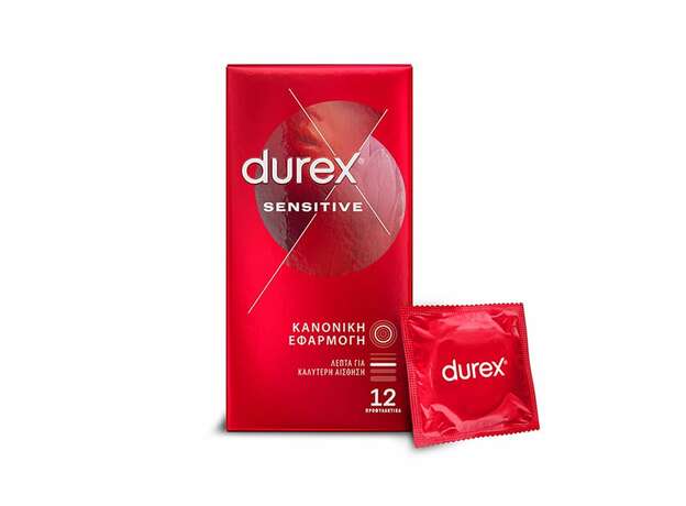 Durex Προφυλακτικά Λεπτά Sensitive για Κανονική Eφαρμογή, 12τεμ