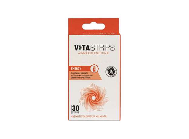 Vitastrips Energy Συμπλήρωμα Διατροφής με Β12 για Τόνωση και Ενέργεια, 30τμχ