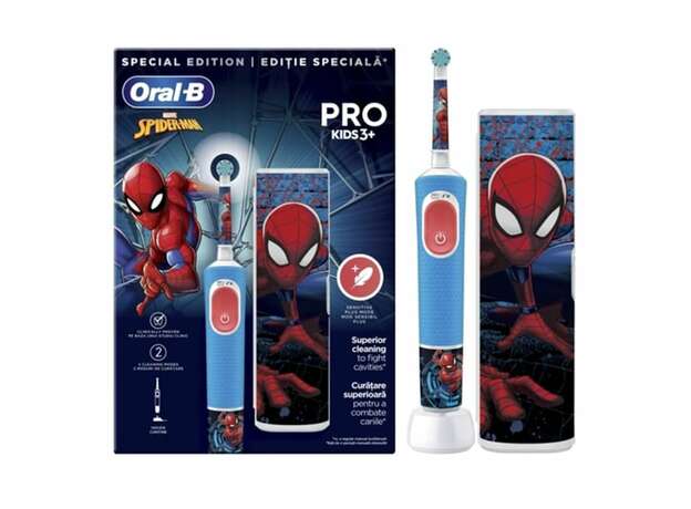 Oral-B Pro Kids Electric Toothbrush Spider-Man with Travel Case Ηλεκτρική Οδοντόβουρτσα Spider-Man με Θήκη Ταξιδίου 3+ Ετών, 1τεμ
