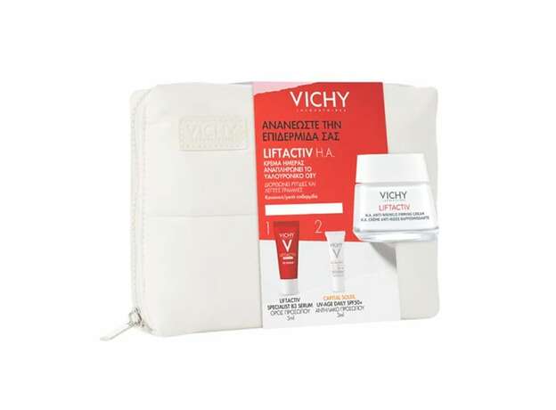 Vichy PROMO PACK Liftactiv H.A. Αντιρυτιδική Συσφικτική Κρέμα 50ml, Specialist B3 Serum 5ml, Capital Soleil SPF50+ 3ml & Τσαντάκι 1τμχ.