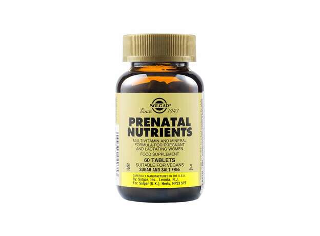 Solgar Prenatal Nutrients Πολυβιταμίνη για Γυναίκες Ιδανική κατά την Περίοδο της Εγκυμοσύνης & του Θηλασμού, 60tabs