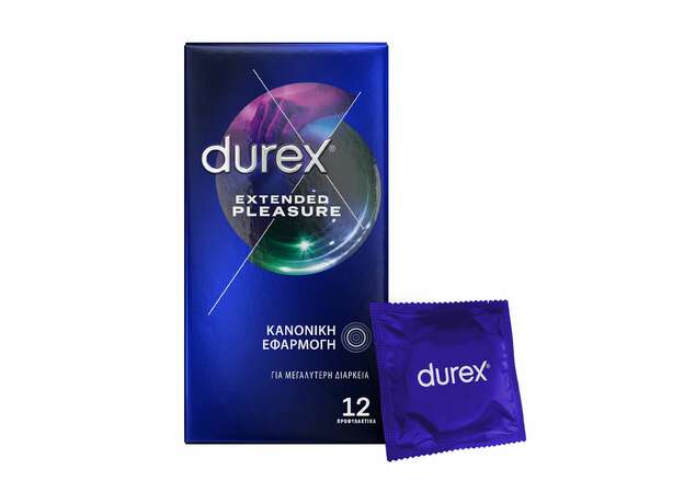 Durex Extended Pleasure Προφυλακτικά Για Απόλαυση Παρατεταμένης Διάρκειας, 12τεμ