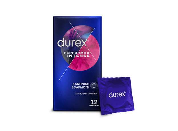 Durex Προφυλακτικά Με Κουκκίδες Ραβδώσεις Και Επιβραδυντικό Τζελ Performax Intense 12 τεμάχια