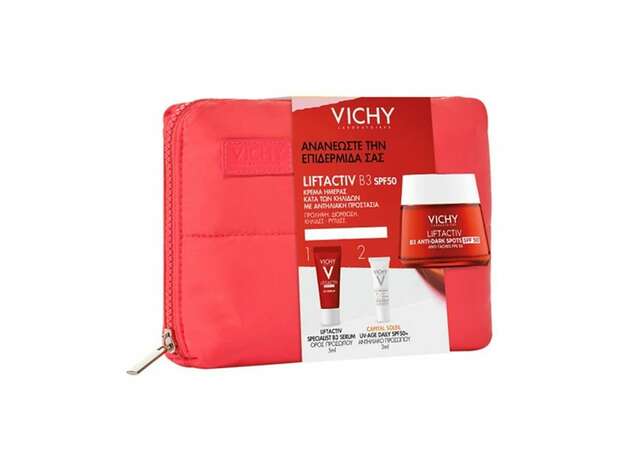 Vichy PROMO PACK Liftactiv B3 Specialist Αντιγηραντική Κρέμα SPF50 50ml, Liftactiv Specialist B3 Serum 5ml, Capital Soleil SPF50+ 3ml & Τσαντάκι 1τμχ.