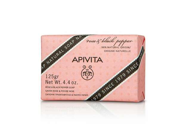 Apivita Natural Soap Σαπούνι με Τριαντάφυλλο & Μαύρο Πιπέρι 125g