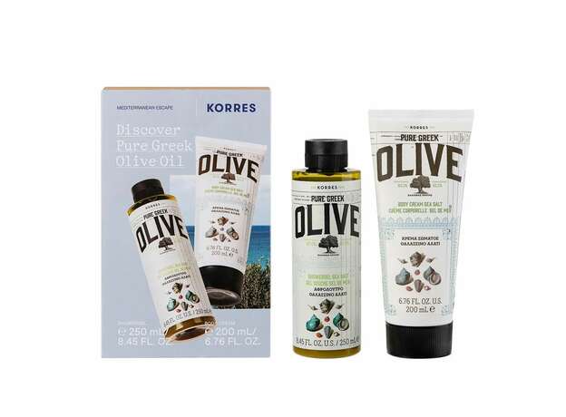 Korres Pure Greek Olive Oil Promo Set, Πακέτο με Αφρόλουτρο Θαλασσινό Αλάτι 250ml & Κρέμα Σώματος 200ml