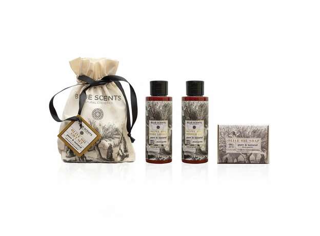 Blue Scents Promo Gift Set Olive Oil Αφρόλουτρο Σώματος, 100ml & Olive Oil Γαλάκτωμα Σώματος, 100ml & Olive Oil Σαπούνι, 135g