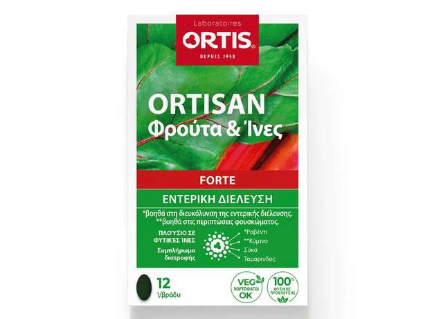 Ortis Ortisan Forte Φρούτα & Ίνες Εντερική Διέλευση, 12δισκία