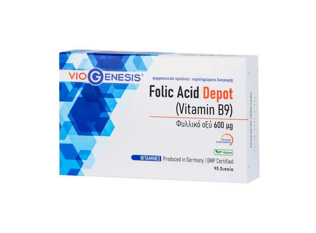 Viogenesis Folic Acid Depot B6 Φυλλικό οξύ 18g/ 90caps