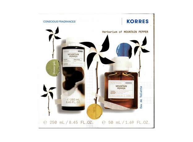 Korres Promo Mountain Pepper Αφρόλουτρο, 250ml & Eau De Toilette Ανδρικό Άρωμα, 50ml, 1σετ