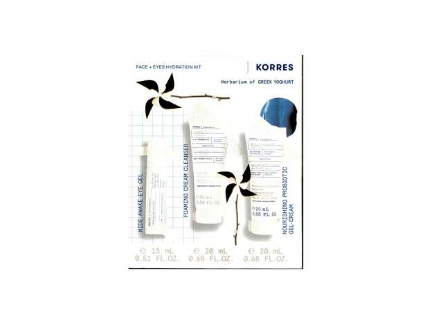 Korres Promo με Wide Awake Eye Ενυδατικό Gel Ματιών, 15ml & Foaming Cleanser Αφρώδης Κρέμα Καθαρισμού Προσώπου, 20ml & Nourishing Probiotic Ενυδατική Gel Κρέμα Προσώπου, 20ml, 1σετ