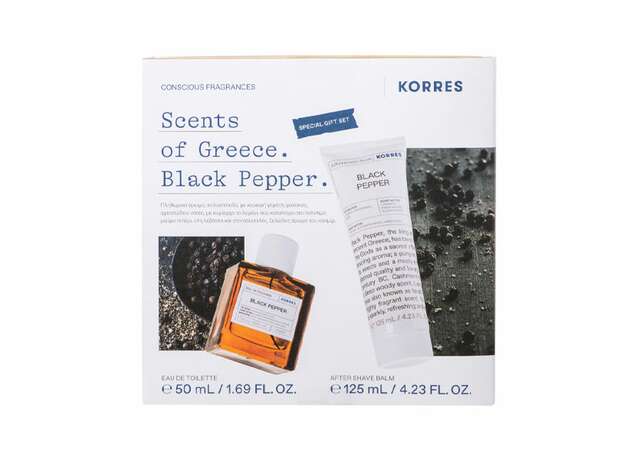 Korres Scents of Greece Special Gift Set Black Pepper Eau de Toilette Ανδρικό Άρωμα, 50ml & Aftershave Balm Γαλάκτωμα για μετά το Ξύρισμα, 125ml