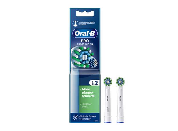 Oral-B Pro Cross Action Medium Electric Toothbrush Head White 2 Τεμάχια