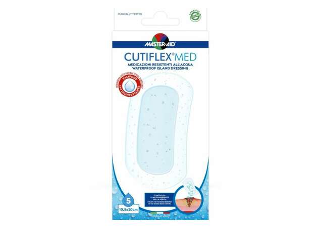 Master Aid Cutiflex Waterproof Αδιάβροχη Αυτοκόλλητη Γάζα 10,5 x 20cm 5τμχ