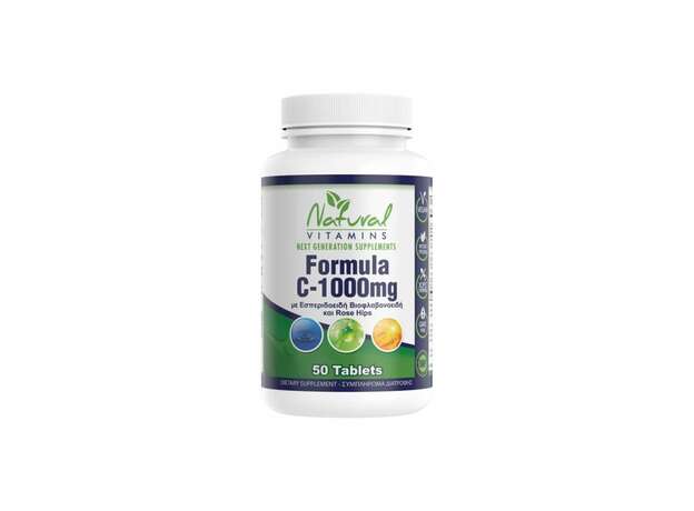 Natural Vitamins Formula C 1000mg with 530mg Bioflavonoids 50tabs (Συμπλήρωμα Διατροφής με Βιταμίνη C & 530mg Βιοφλαβονοειδή)