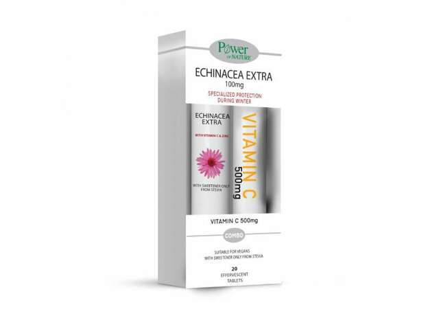 Power Health Echinacea Extra με Στέβια 20 αναβράζοντα δισκία & Δώρο Vitamin C 500mg Πορτοκάλι 20 αναβράζοντα δισκία