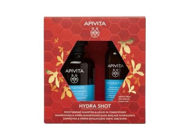 Apivita Hydra Shot Promo Moisturizing Shampoo Σαμπουάν, 250ml & Leave-In Conditioner Κρέμα Ενυδάτωσης χωρίς Ξέβγαλμα, 100ml, 1σετ