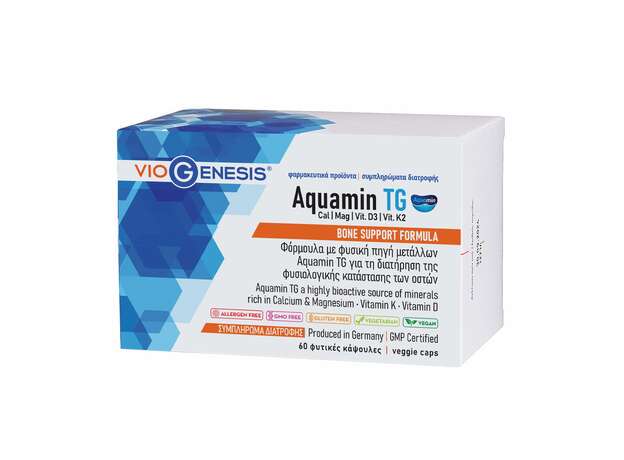 VioGenesis Aquamin TG (Cal | Mag | Vit. D3 | Vit. K2) για τη διατήρηση της φυσιολογικής κατάστασης των οστών 60 caps