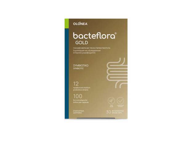 Olonea BacteFlora Gold Συμβιωτικό για την Υγεία & Ομαλή Λειτουργία του Εντέρου με Ultra Υψηλή Περιεκτικότητα, 30vcaps