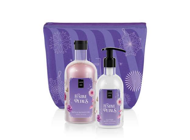 LAVISH CARE Festive Petals Christmas Set Bath & Shower Gel 500mL & Glitter Body Lotion 300mL