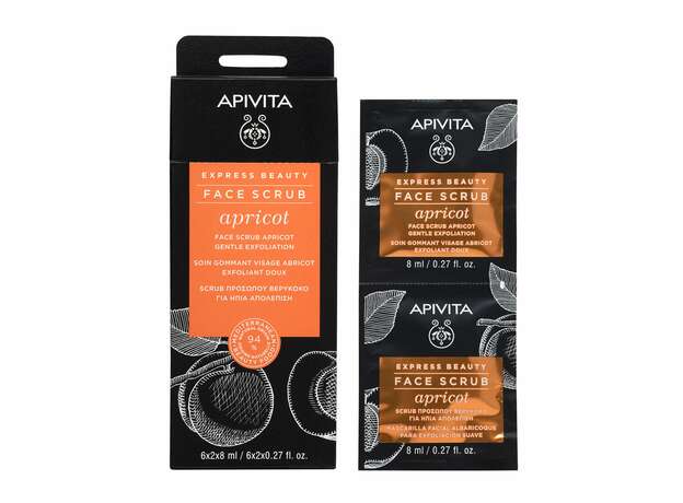 Apivita Express Beauty Face Scrub Apricot για 'Ηπια Απολέπιση 2x8ml