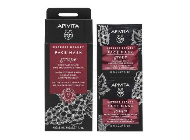 Apivita Express Beauty Face Mask Grape με Αντιρυτιδική & Συσφιγκτική Δράση 2x8ml