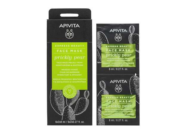 Apivita Express Beauty Face Mask Prickly Pear για Ενυδάτωση & Καταπράυνση 2x8ml