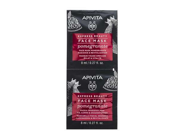 Apivita Express Beauty Face Mask Pomegranate για Λάμψη & Αναζωογόνηση 2x8ml