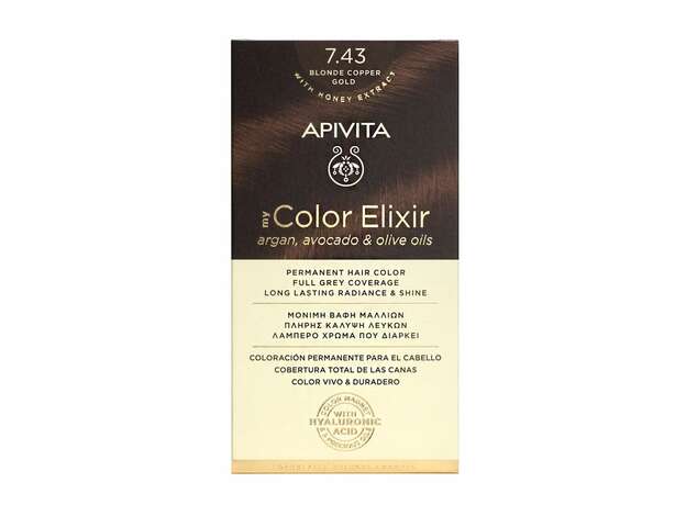 Apivita My Color Elixir Βαφή Μαλλιών 7.43 Ξανθό Xάλκινο Mελί 125ml