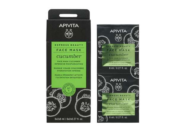 Apivita Express Beauty Face Mask Cucumber για Εντατική Ενυδάτωση 2x8ml